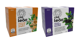 Chás Leão Maracujá, Laranja Gengibre Amora Mirtilo Baunilha